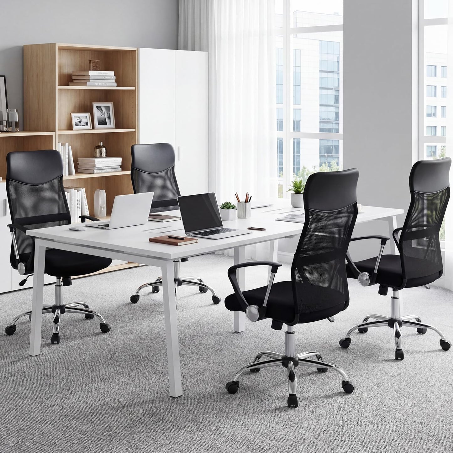 Mesh Office Chair, Height Adjustable Ergonomic Computer Desk Chairs with Casters