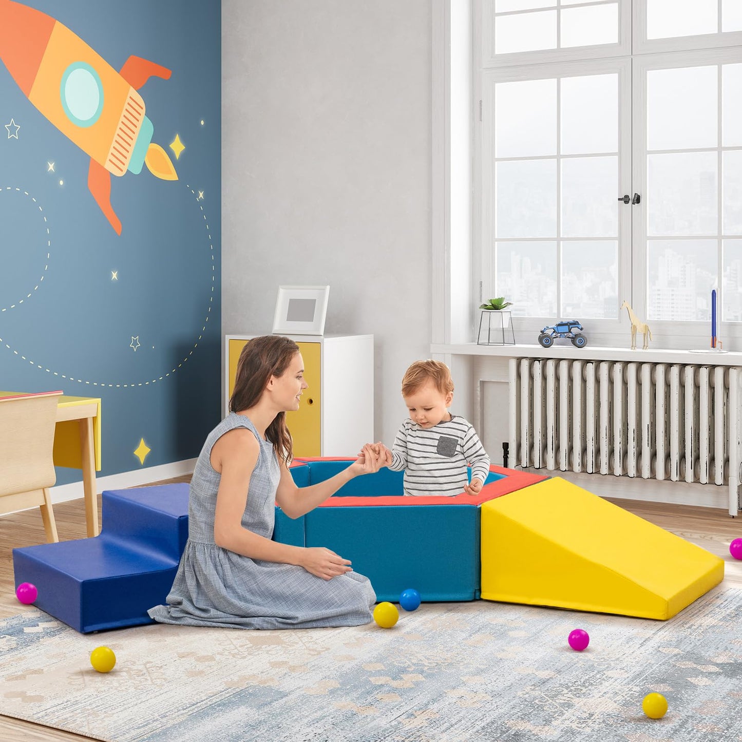 3-Piece Baby Foam Climbing Blocks Indoor Climb and Crawl Activity Play Set