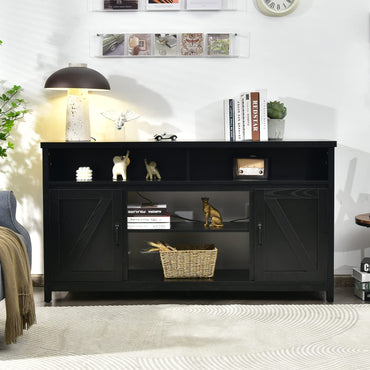 Modern Farmhouse TV Cabinet with Barn Doors for TVs Up to 65 Inches