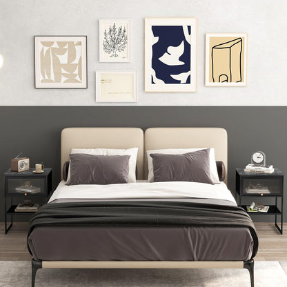 3-Tier Side Table with Storage Shelf for Living Room and Bedroom