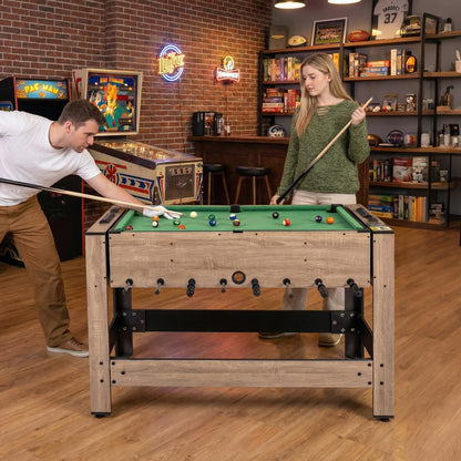 2 in 1 Multi Game Table, 124cm Reversible Football & Pool Combo Table with 2 Foosballs