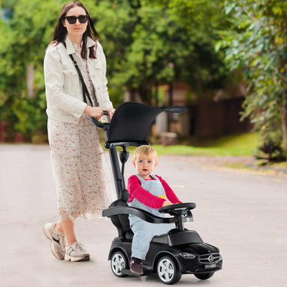 3-in-1 Ride on Push Car with Adjustable Canopy and Steering Push Bar