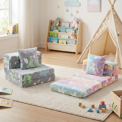 Glow In the Dark Kids Couch with Washable Zippered Covers and Extra Pillow