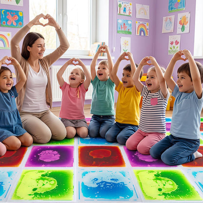 Glow-in-the-Dark Liquid Sensory Floor Tiles for Toddlers