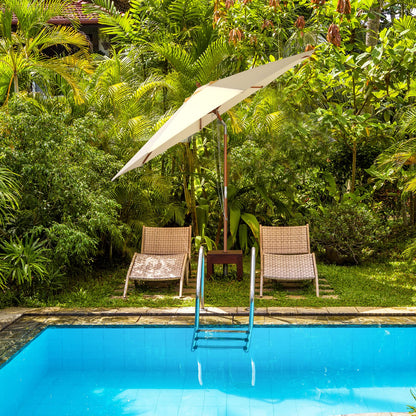 2.7/3m Wooden Patio Parasol Sun Shade Umbrella with 8 Ribs