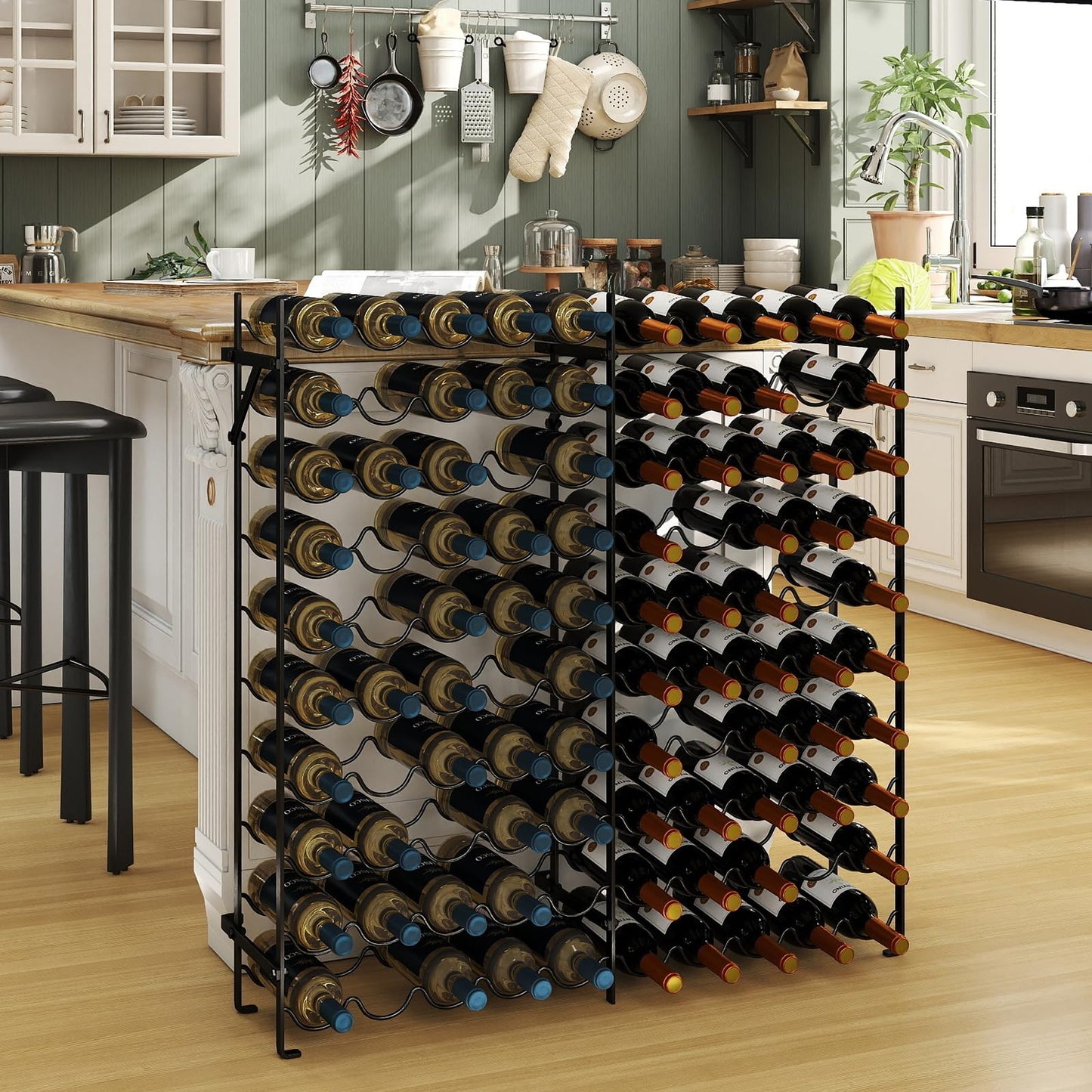 100 Bottles Wine Rack, 10-Tier Wine Holder Stand with Wall-Anchored Design