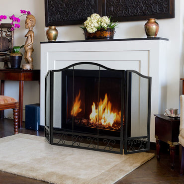 GiantexUK 3-Panel Folding Fire Guard, Metal Mesh Fireplace Screen