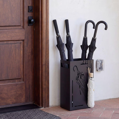 Metal Umbrella Stand, Hollow-Out Umbrella Holder Rack with Removable Drip Tray
