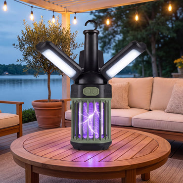 Outdoor Bug Zapper with Foldable Lantern USB-C Rechargeable for Camping