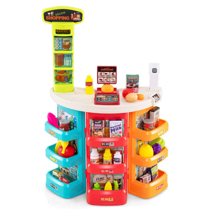 Supermarket Playset for Kids 76 Pieces Pretend Play Grocery Store Set