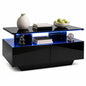 90 CM High LED Coffee Table with 2 Storage Drawers and 20-Color LED Lights