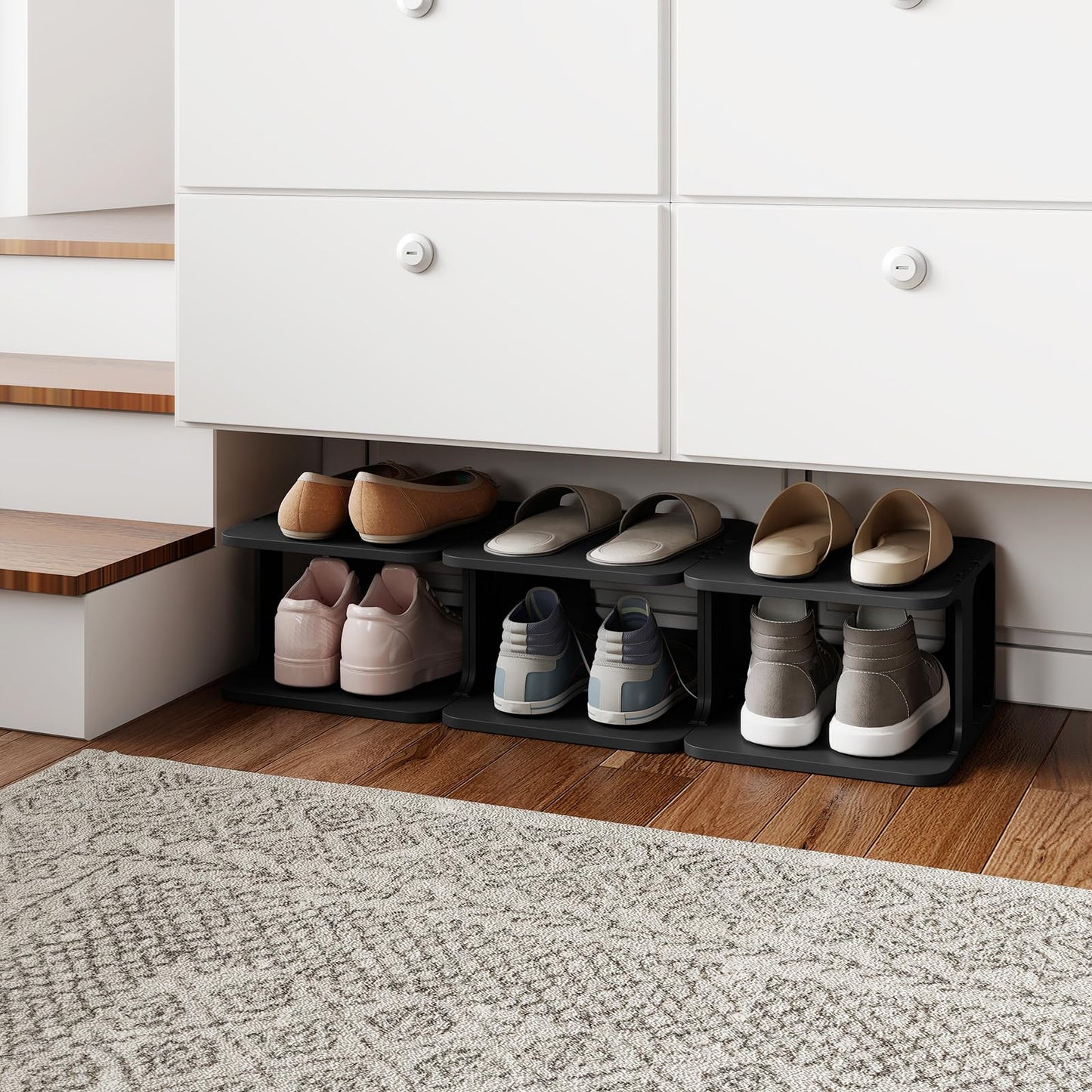 6-Tier Shoe Rack, Stackable Tall Shoe Storage Organizer Vertical Shelf