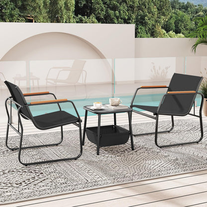 Giantex 3-Piece Patio Bistro Set, Garden Furniture Set with Coffee Table and Chairs
