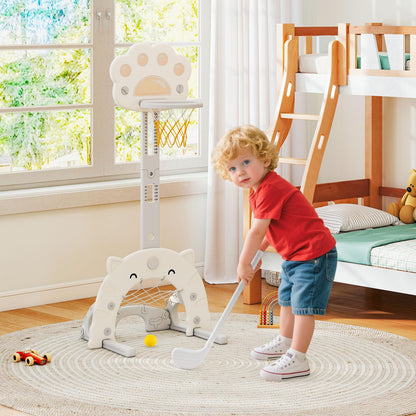 3-in-1 Kids Sports Center Adjustable Basketball Hoop with Soccer Game