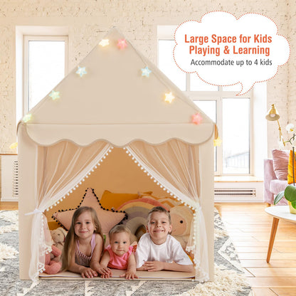 Kids Large Tent with Washable Mat and Star Lights for Children Gift