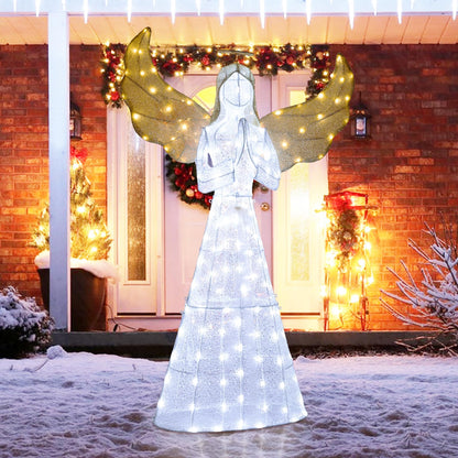 Light-up Winged Holiday Figure with 150 LED Lights Zip Ties and Ground Stakes
