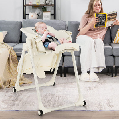 Giantex High Chairs for Babies and Toddlers Foldable Baby Highchair with Adjustable Backrest