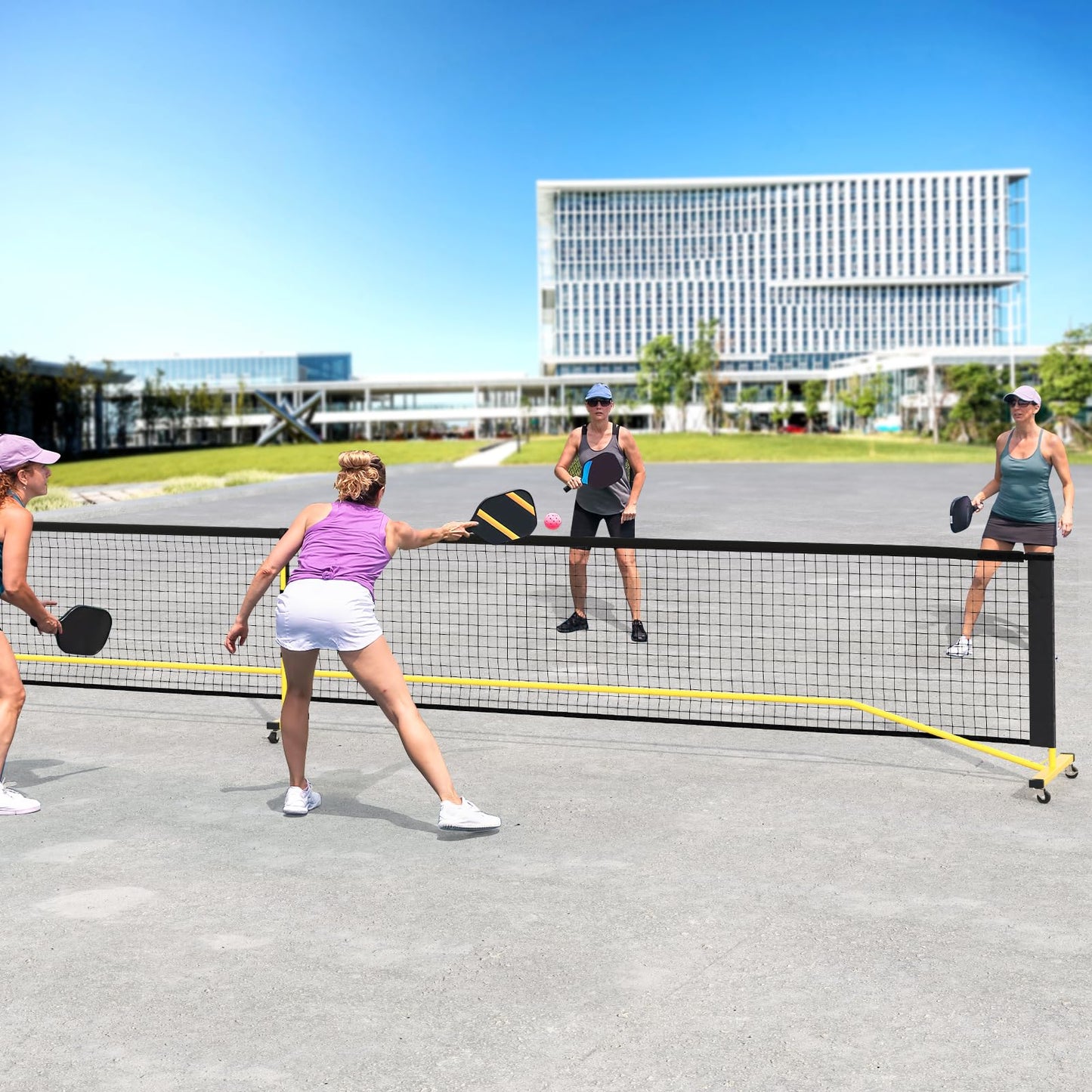 Portable Regulation Size Pickle Ball Net System with 6 Lockable Wheels