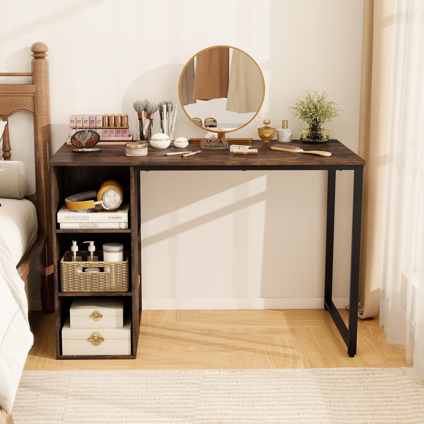 115 CM Computer Desk with 5 Storage Compartments