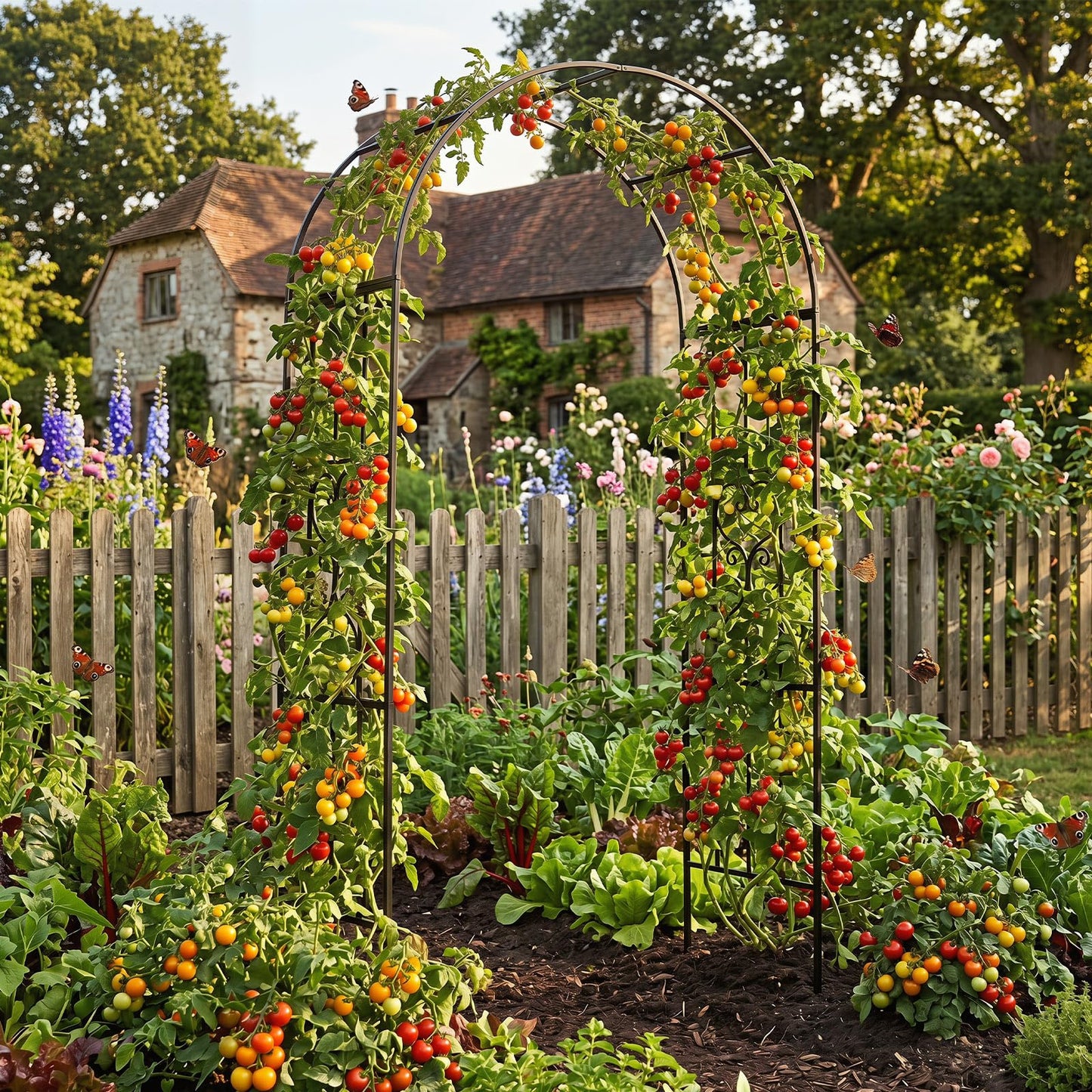 Garden Arch, Heavy Duty Metal Roses Vines Climbing Plants Support Archway