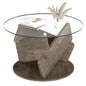 Round Glass Coffee Table 81cm Modern Center Table with Tempered Glass Top