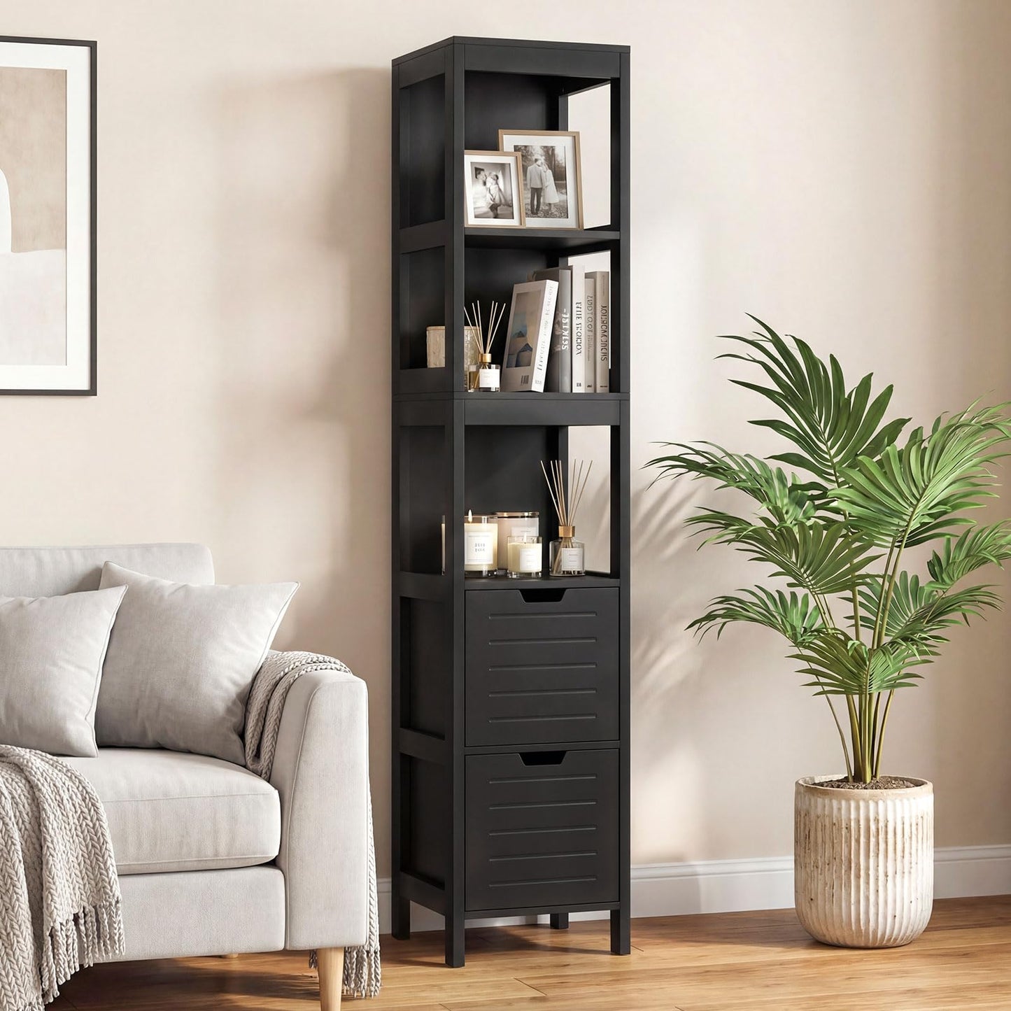 Tall Bath Storage Unit with 2 Deep Box Drawers