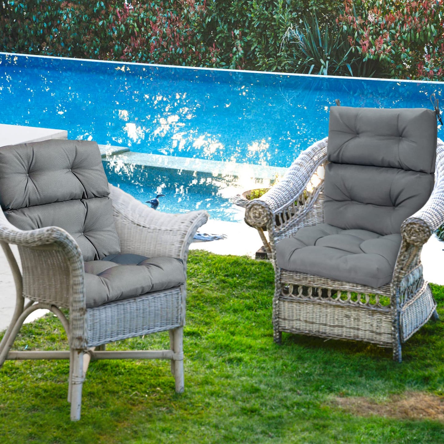 Thick Rocking Chaise Lounge Chair Pad with Non-Slip Rope Belts