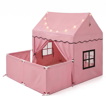 Kids Play Tent with Playpen, Star Lights, Cushion Mat