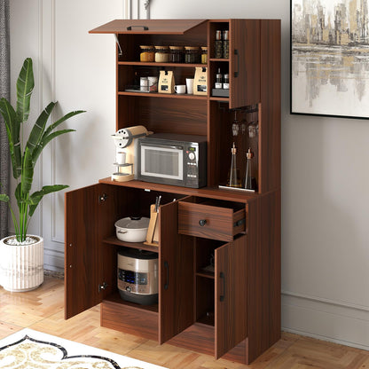 167cm Tall Pantry Cabinet with Hutch and Power Outlets