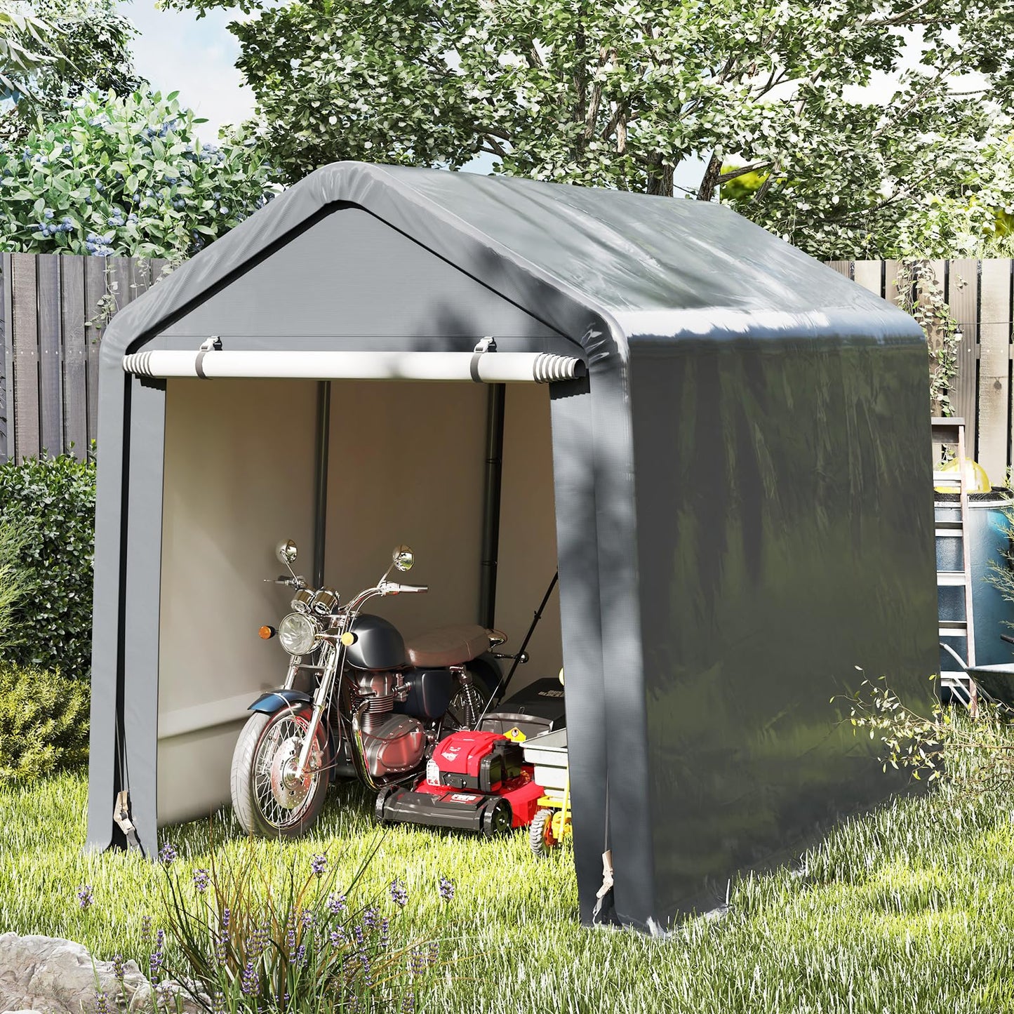 Outdoor Portable Storage Shelter with Roll up Zipper Door