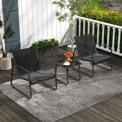 3-Piece Patio Bistro Set with Tempered Glass Table