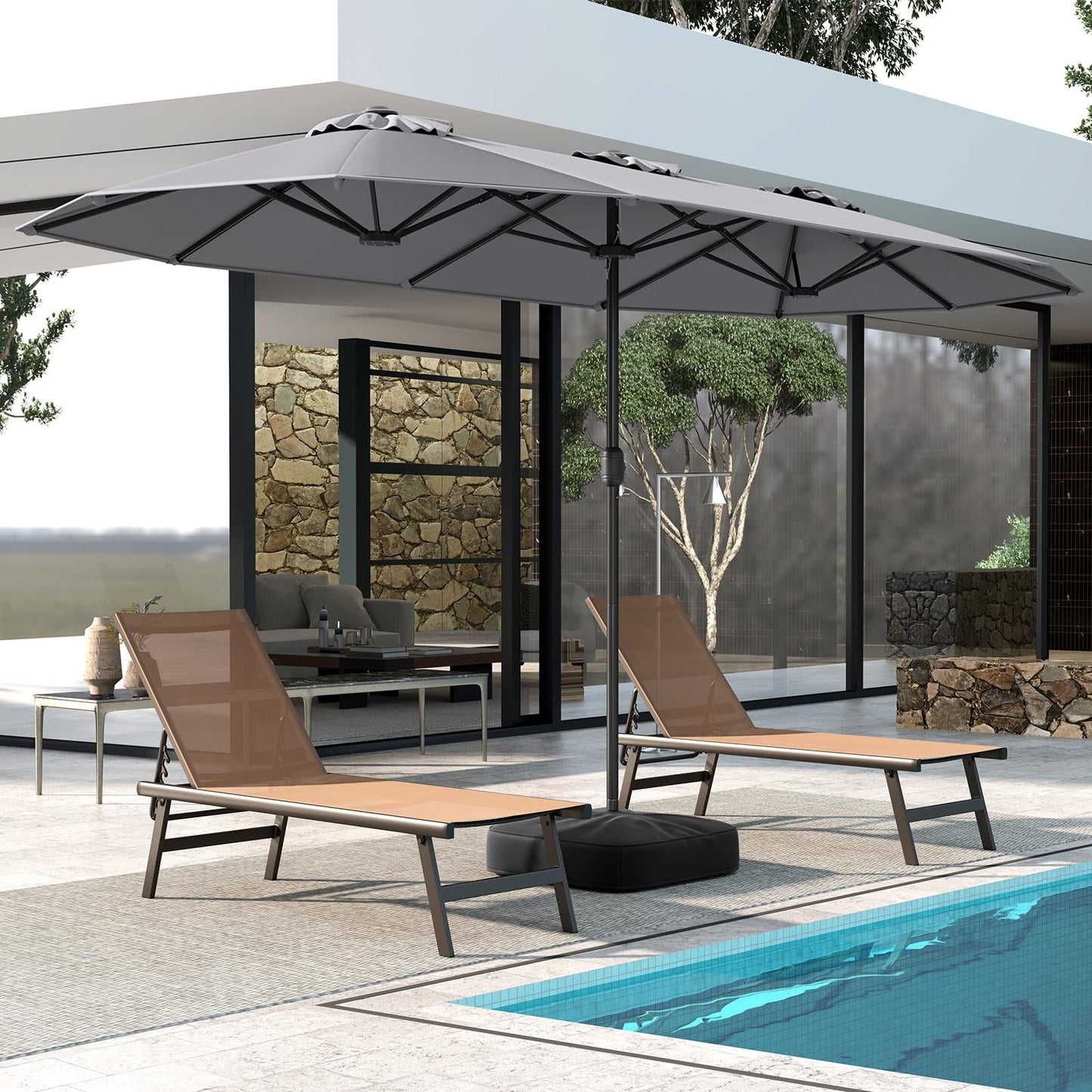 4m Outdoor Extra Large Double-sided Patio Parasol with Base