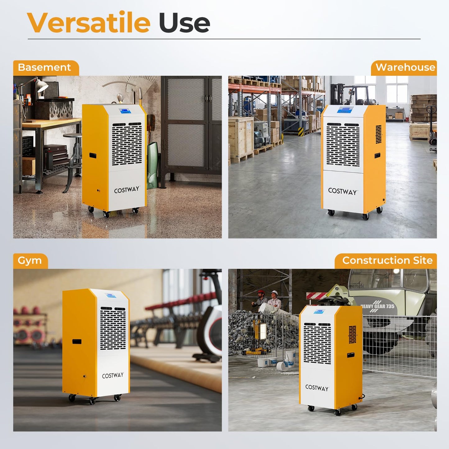 110L/Day Commercial Dehumidifier, 600m² Coverage Industrial Air Dehumidifiers Building Dryer