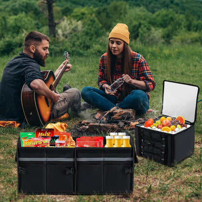 Car Trunk Organizer with Leakproof Cooler Bag and Adjustable Securing Straps