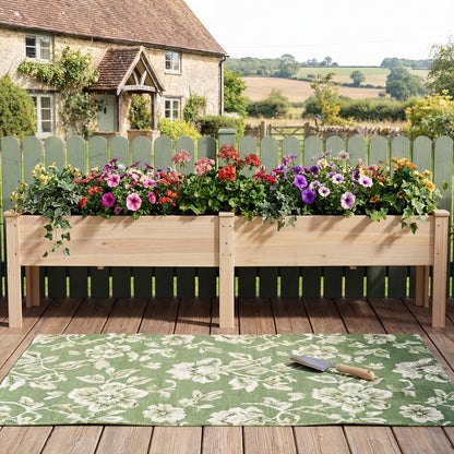 Raised Garden Bed, Wooden Elevated Planter Box with Legs and Drainage Holes
