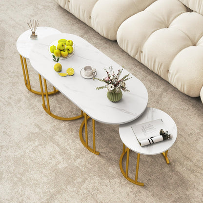 3-Piece Nesting Coffee Table Set 110cm Coffee Table with 2 Side Tables