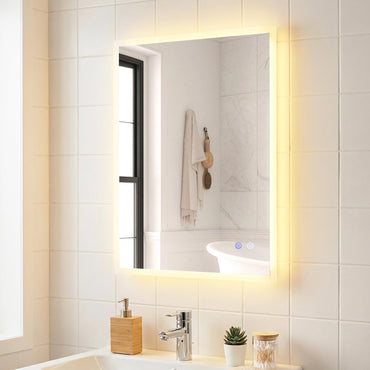 70 x 50 CM LED Bathroom Mirror with Anti-fog and Memory