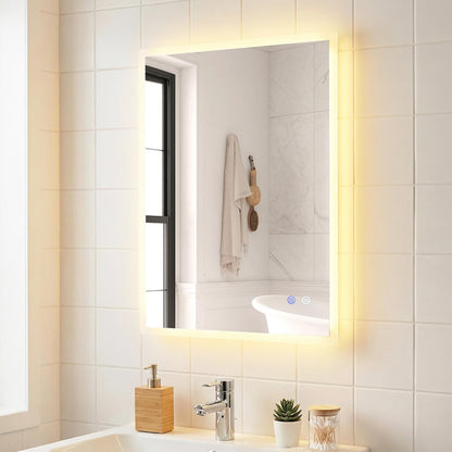 70 x 50 CM LED Bathroom Mirror with Anti-fog and Memory