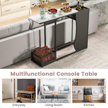 Modern Sofa Accent Console Table with 2 Storage Mesh Cubes