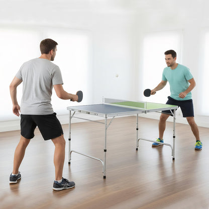 Foldable Mini Table Tennis Set with 2 Paddles and 3-Level Adjustable Height