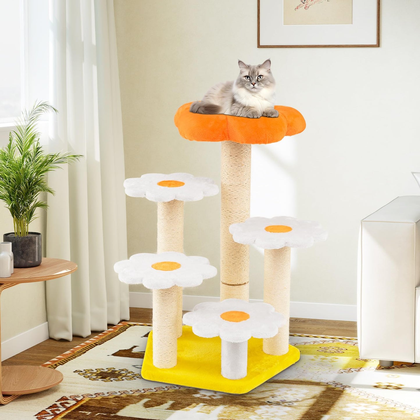 Cute Flower Cat Tree Kitty Tower with Sisal Scratching Posts