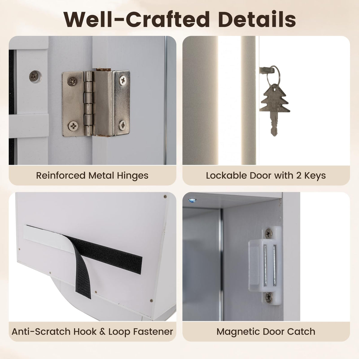 Wall and Door Mounted Jewelry Cabinet with 3-Color Adjustable Full-Length Mirror