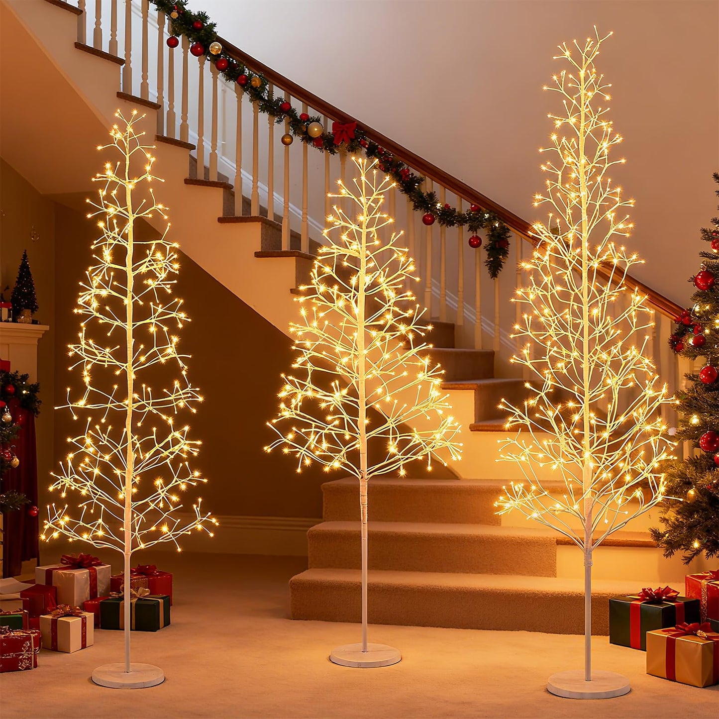 1.5/1.8m Lighted Birch Tree Twig Tree with 240 Warm White LED Lights