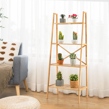 4 Tier Freestanding Bookcase with Anti Toppling Device for Living Room