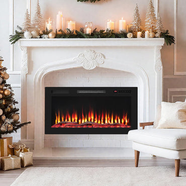 91cm Electric Fireplace with Remote and Multicolour Flame