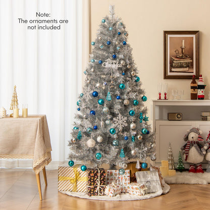 6FT Pre-Lit Artificial Christmas Tree, Hinged Xmas Tree with 553 Branch Tips