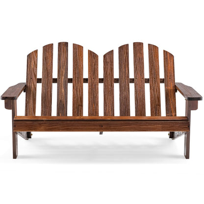 Kids 2-Seat Fir Wood Adirondack Chair with High Backrest
