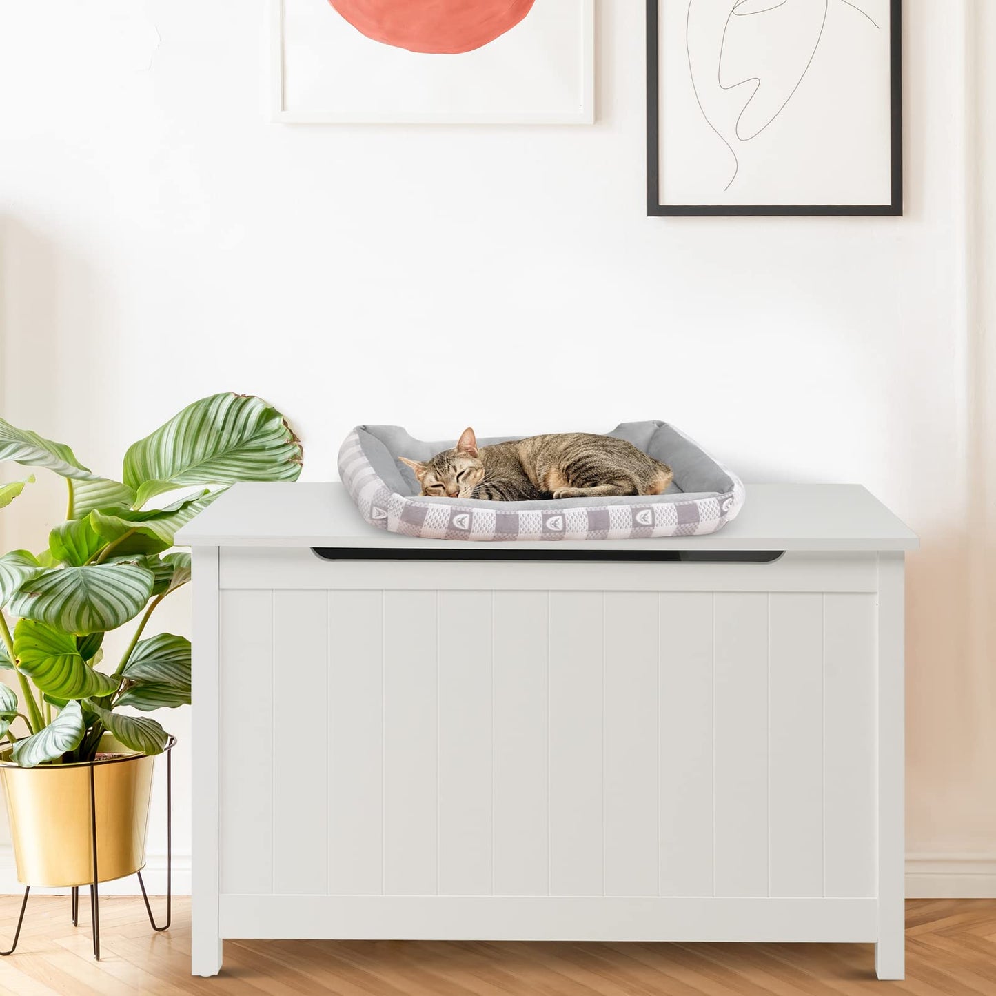 Wooden Cat Litter Box Enclosure with Top Opening