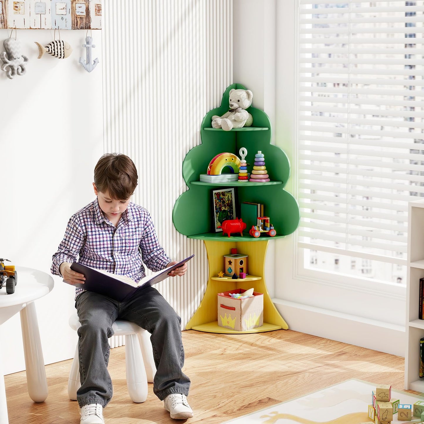 Tree Bookshelf for Kids 5-Tier Children Book Display Rack