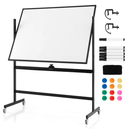 Height Adjustable Magnetic Double Sided Whiteboard with Wheels